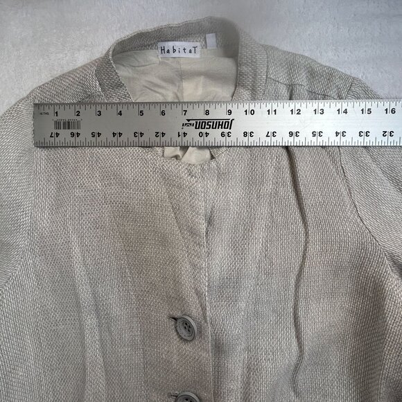 Habitat Womens Linen Button Front Tunic Jacket Medium Gray Pockets Lightweight - Picture 7 of 10